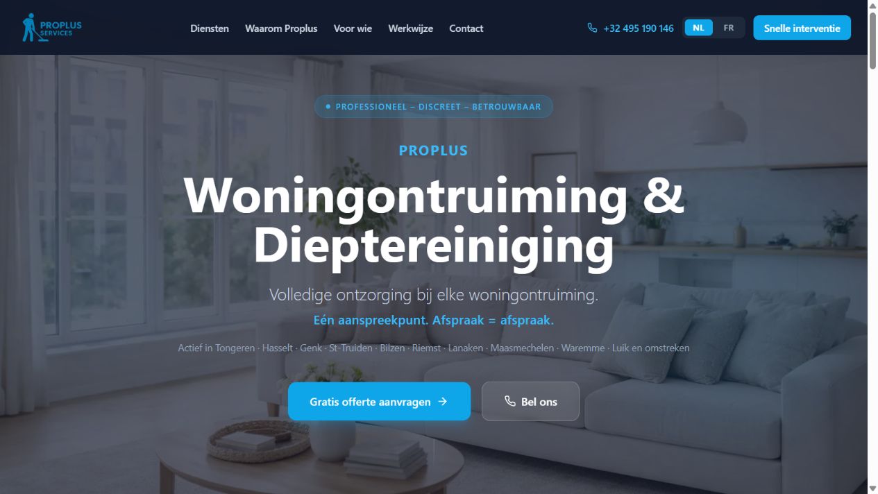Website van Proplus Services